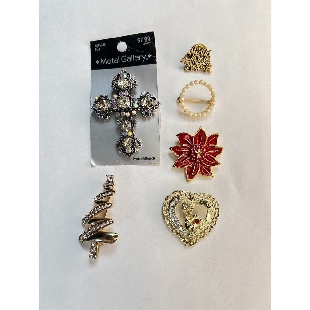 Vintage To Modern Lot Of 6 Brooch Pins Some Signed